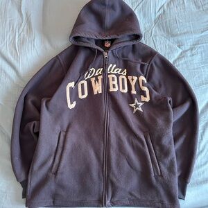 Vintage 90s NFL Dallas Cowboys Full Zip Fleece Hoodie Boxy Size Large Y2K
